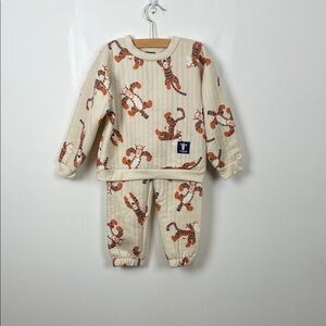 Disney Winnie The Pooh Tigger Quilted Ribbed Kids 4T  2 Piece Cream Jogger Set